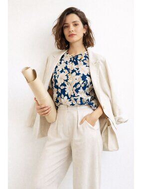 Vintage Pendleton Country Sophisticate Garden Floral Top Blue White Womens 6